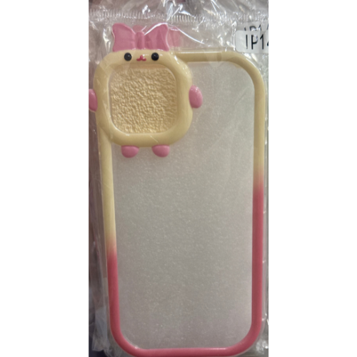 Clear Pink & Yellow Outline Iphone14